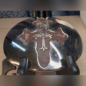 Cemetery Cross Western Americana Silver Metal Large Belt Buckle